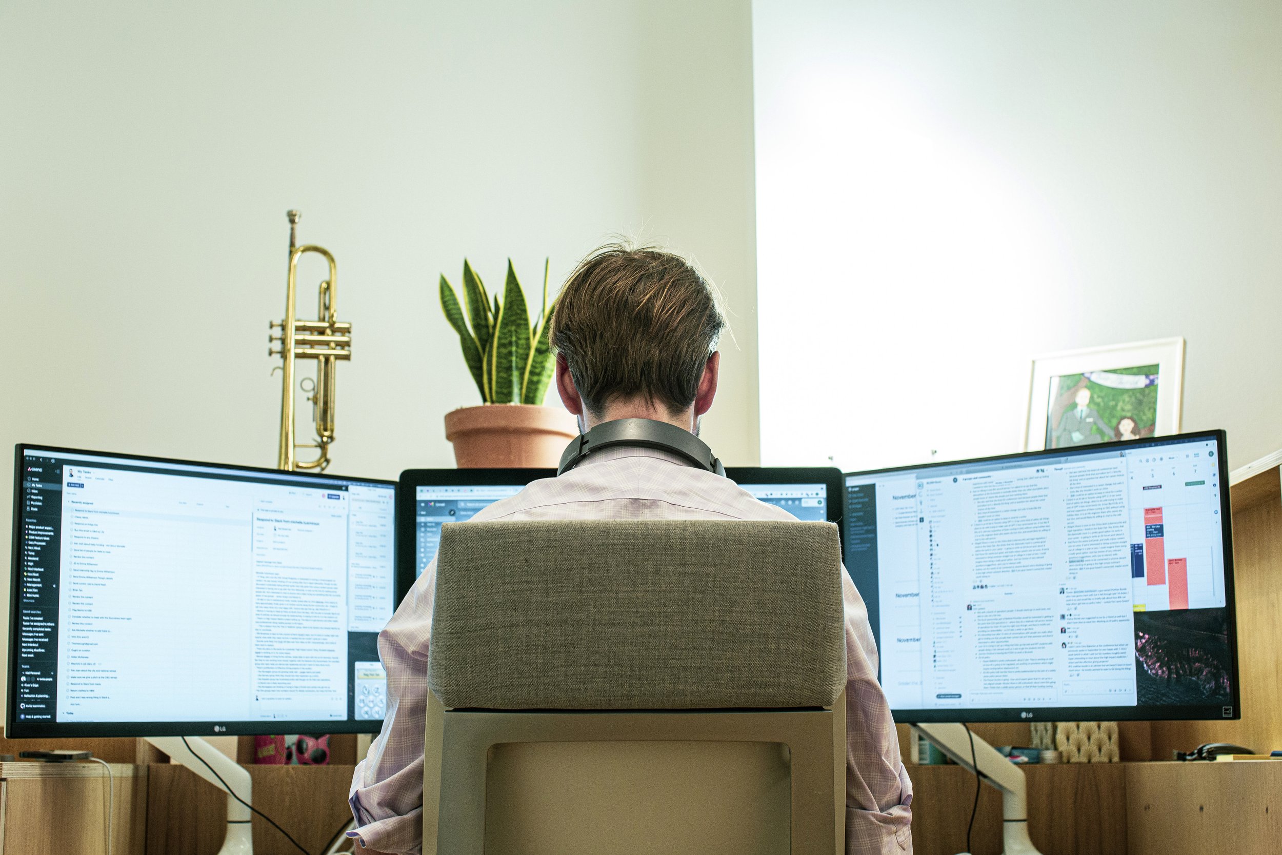 Working at my desk at 80,000 Hours in London